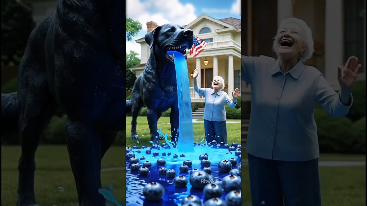 Grandma's Dog Gives Millions Of Liters Of Blueberry Juice 🐕😭 #ai #viralshorts #dog