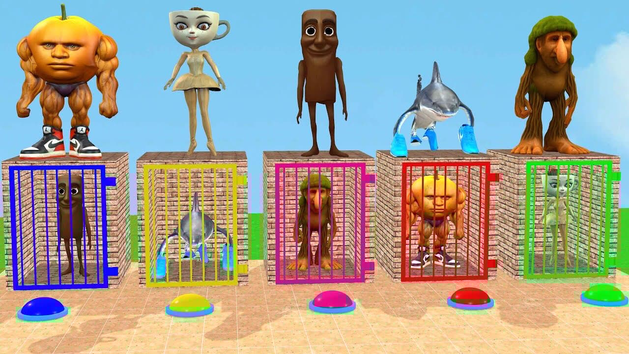 Long Slide Game With Cow Elephant Gorilla Hippopotamus Tiger 3d Animal Game Funny 3d Animals