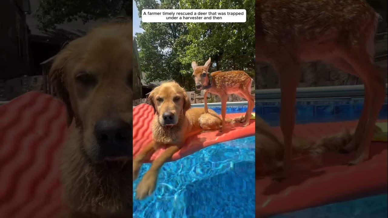 A farmer timely rescued a deer that was trapped under a harvester and then