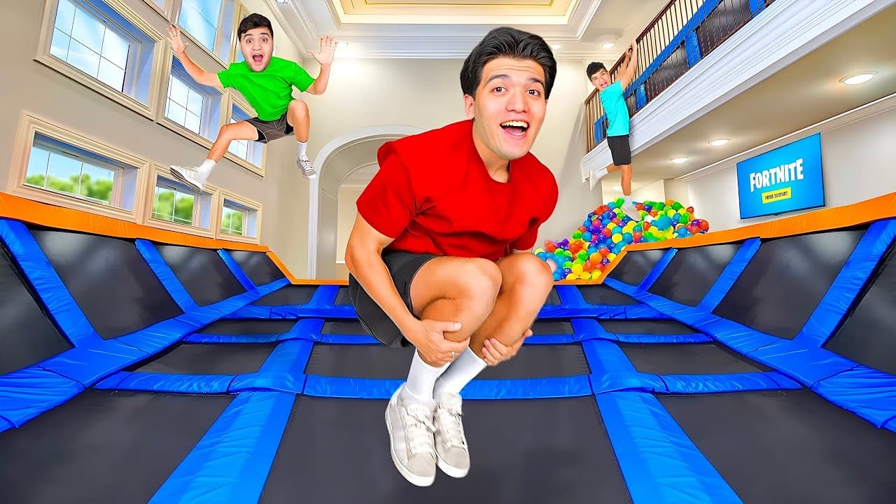 صنعنا مدينة ترامبولين سرية تحت المسبح 🌊 لن تجدها ابدا 🤫 اول شخص يلاقينا ( يربح 50,000$ دولار ) 🤑 !