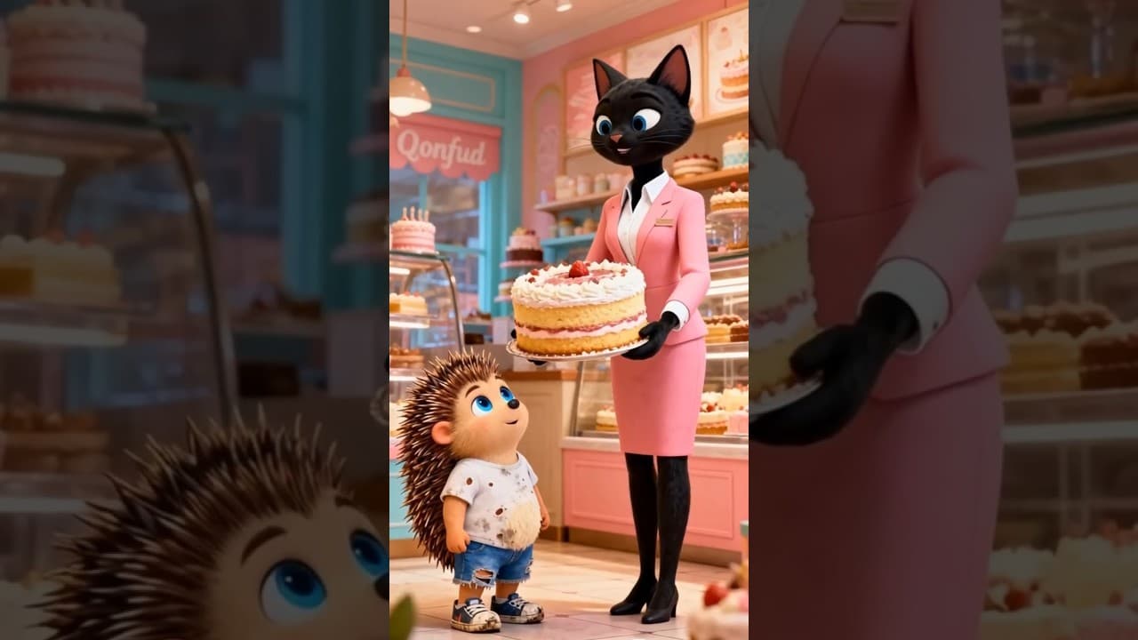 القنفد الصغير اتورط مع القطة السودة! 🦔🐱🍰