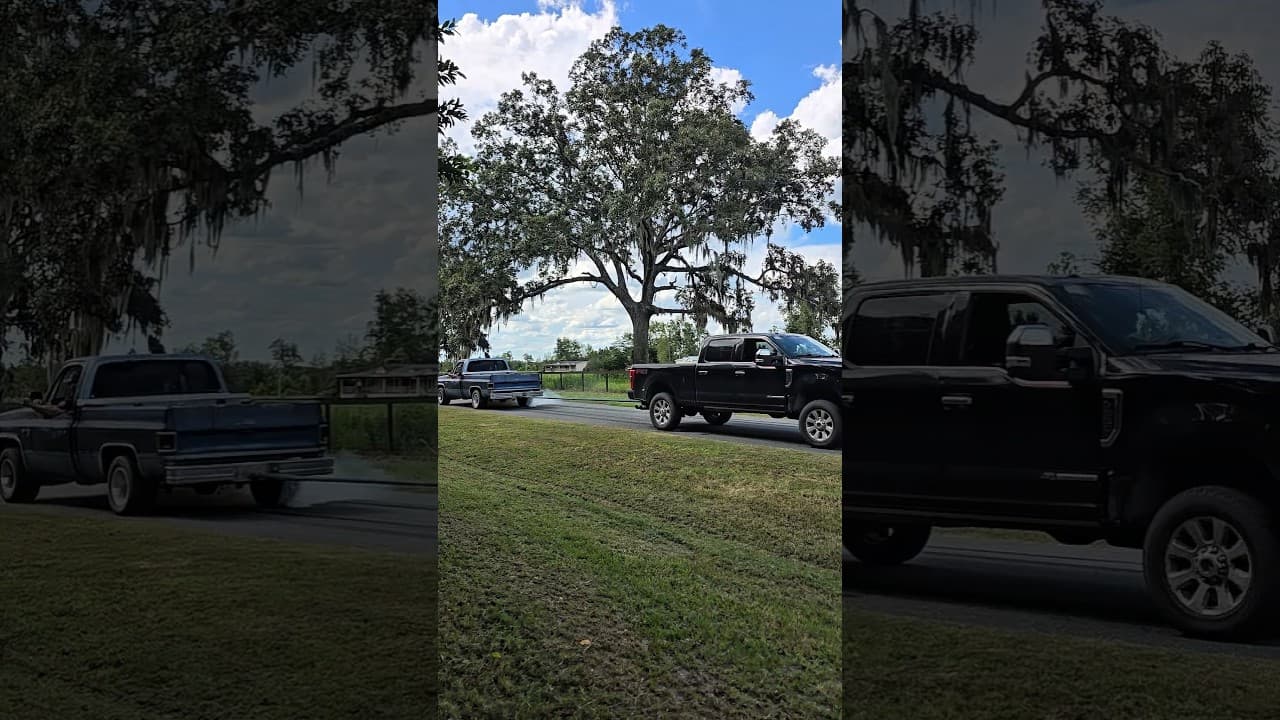 Chevy Square Body vs Ford F250 Tug of War 😬 Anthony Eric #tugofwar #chevy #squarebody ##f250 #diesel