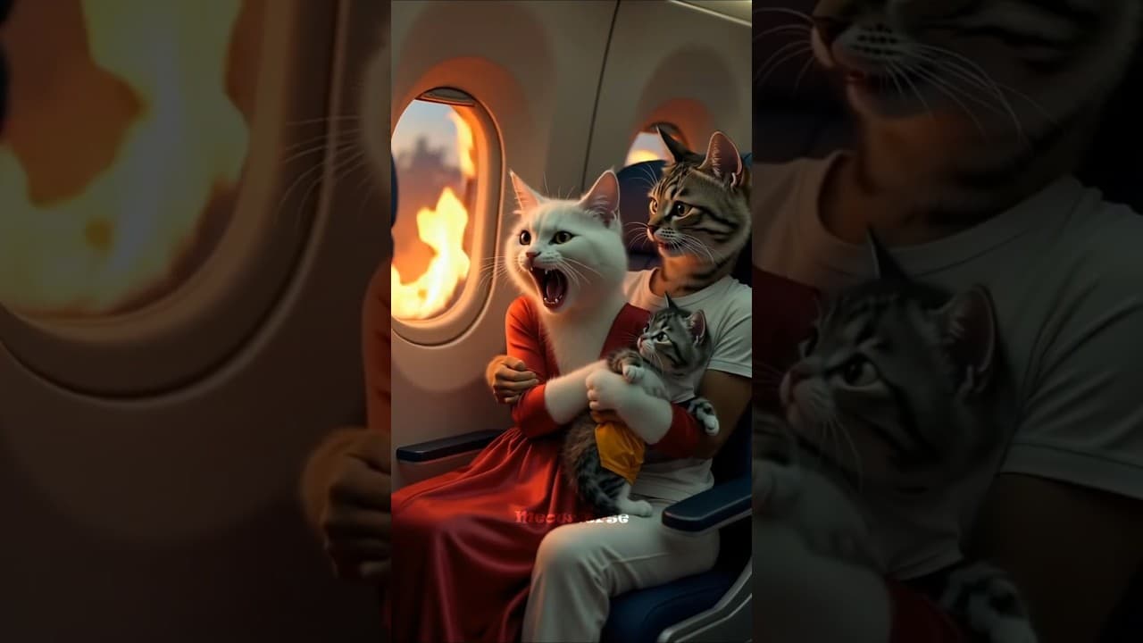 القطه مياو رمت بسبوس من الطياره... #cat  #animation  #ai  #funny  #funnyvideo