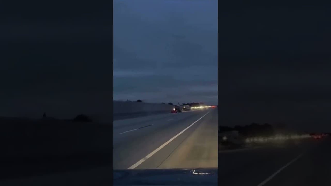 Plane crash-lands on highway and slams into car in dramatic video ✈️🚗