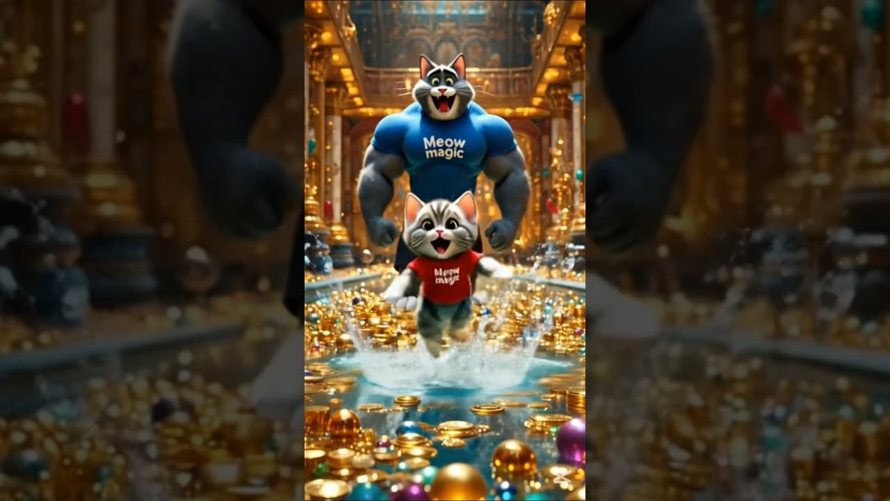 القط سمسم  لقى عصاية بتحول اي حاجة لذهب😱..لازم تشوف عمل بيها ايه😂 #cat #ai #viral