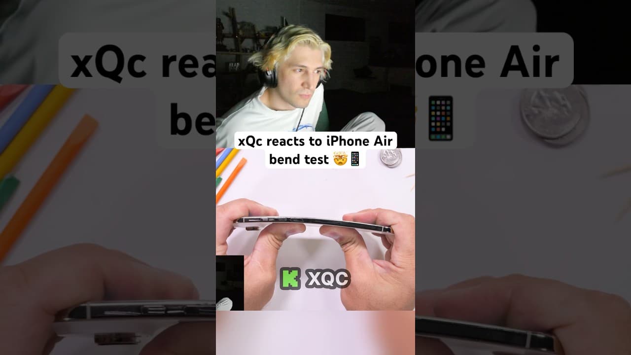 xQc reacts to iPhone Air BEND TEST 🤯 #xqc #iphone #apple