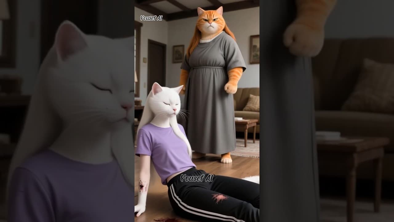 القط مياو أمها ماتت بسبب جارتها وهي قررت تاخد حقها #cat #cutecat #ai #shortsvideo #viral