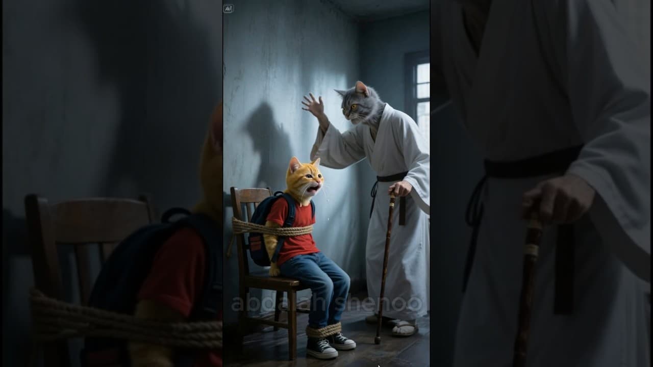 القط مياو اتخطف من قدام المدرسه ونهايه صدمه  #cat #قطط #ai
